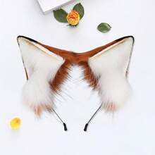 Fox Ears Headband Furry Animal Ears Cosplay Hairhoop Halloween Costume Accessories For Adults - 紅棕色 - 查看 2