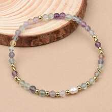 Pulsera elástica de cuentas de cristal natural (perla de agua dulce/aguamarina/aventurina verde/amatista/lapislázuli/cuentas facetadas de cuarzo rosa), ajustable y unisex, regalo de joyería para fiestas y cumpleaños