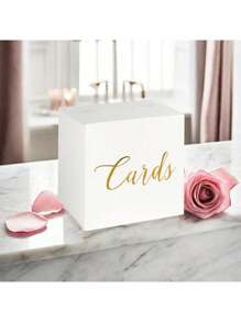 1 件白色卡盒，带金箔设计，婚礼回礼钱盒架，适用于婚宴、周年纪念、生日派对、毕业典礼桌中心装饰（包含 10 张贺卡）最佳礼物、婚礼装饰、家居装饰、房间装饰生日装饰派对装饰单身派对 - 彩色 - 查看 3