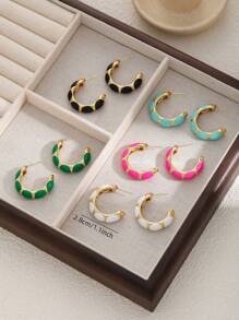 1 Pair 18K Plated Stainless Steel Dopamine Candy Color Segment Dangle Earrings For Women, French Fashionable Ins Style Suitable For Party, Dates, Work