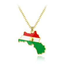 1pc Haiti Republic Map Pendant Necklace, Gold-Color Alloy , Federal Republic Of Flag Charm Pendant