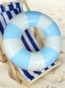 1 件装充气条纹蓝粉色男女通用游泳圈，加厚 PVC 泳池浮圈，小孩和成人腋下浮圈，夏季乐趣 - 彩色 - 查看 17