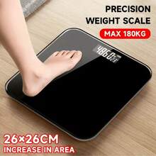 1pc Smart Digital LED Body Weight Scale, Max Capacity 180kg, 4-Point Precise Sensors, Glass Panel, Temperature Measurement, Home/Dorm Use