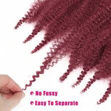 Extensii de păr împletite africane elastice, pre-separate, cubaneze, răsucite, croșetate, pentru femei - Burgundia - Vizualizare 4