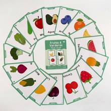Lachilly Tarjetas didácticas para aprender vocabulario en español, tarjetas de aprendizaje de vocabulario para niños, palabras de alimentos, animales, partes del Body, frutas, verduras, tarjetas cognitivas educativas para preescolar y jardín de infantes, herramientas de aprendizaje de idiomas, recursos y materiales de aprendizaje para el hogar y el aula
