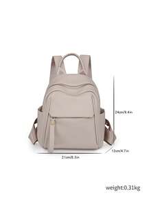 Zaino da donna di colore a contrasto alla moda, versatile, con ampia capacità, casual, leggero per uso esterno e da viaggio, adatto per studenti universitari - Beige - Visualizzare 6