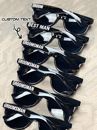 Personalized Custom Text, Best Man Black Party Glasses, Groom Wedding Day Engagement Decoration Bachelor Party Weekend Best Man Proposal Gift