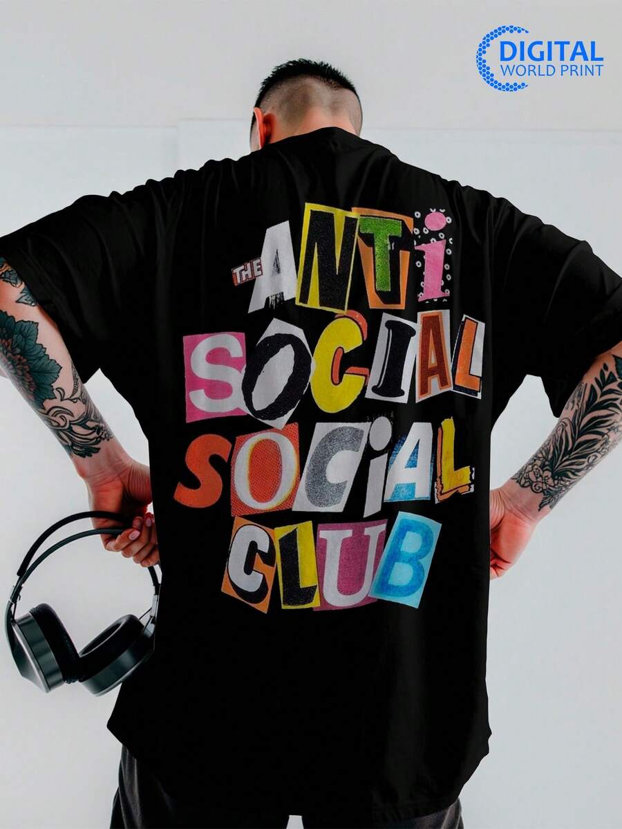 T-Shirt Oversized Shirt AntiSocial Social Club Collage Streetwear Premium Summer Winter T-Shirt - Đen_3235 - Xem 1