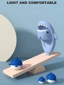 Men's Lightning Pattern Shark-Slides, Comfy Non Slip Casual Soft Sole Anti Odor EVA Slippers, Men's Summer Indoor Footwear 4cm Thick Sole Shark Slippers For Men And Women