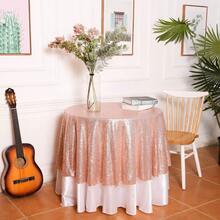 2pcs 50-Inch Round Tablecloth, Rose Gold Sequin Tablecloth, Glitter Tablecloth For Wedding, Holiday, Party, Restaurant, Engagement, Home, Outdoor, Dessert Table, Ceremony Decor - Multicolor - View 5