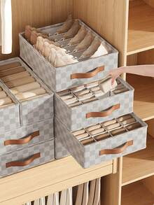 1 Drawer Style Fabric Underwear Storage Box, Underwear Socks Bra Three In One Home Wardrobe Partition Storage Box, Checkerboard Non-Woven Fabric Underwear Storage Box, Sock Storage Box, Multi-Functional Underwear Partition Storage Box, Daily Use Storage, Back To School Dormitory Storage