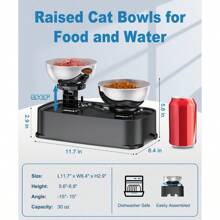 Elevated Cat Bowls 15° Tilted Raised Cat Food Bowl With 2 Stainless Steel Bowls 4 Height Adjustable Pet Dishes For Food And Water Anti Vomiting Bowl For Puppy And Cats With NonSlip Feet - 如圖 - 查看 5