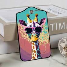 Etiqueta de bagagem Giraffe - Etiqueta de identificação de viagem leve e moderna, design vibrante, adequada para malas, mochilas, acessórios de malas de viagem | Design lúdico | Etiqueta