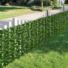 Privacy Fence Screen, Expandable Faux Privacy Fence Decoration For Outdoor Garden, Color Printing Sweet Leaves - màu xanh lá - Xem 1