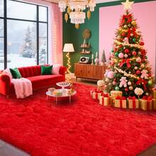 WISH TREE 8x10 Area Rugs For Living Room, Fluffy Shaggy Rug Soft Carpets, Big Rugs For Bedroom Dorm Home Decor Aesthetic Red - 紅色 - 查看 2