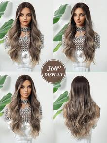 24英寸渐变棕色波浪假发，女士款 - 合成纤维中分自然蓬松假发 - 适合日常佩戴及各种场合 - 彩色 - 查看 6