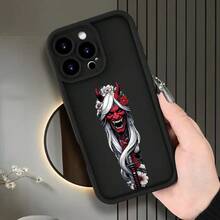 [Teléfono] Teléfono con textura de escalera con patrón de colmillos. Compatible con 16/15/14/13/12 Plus/Pro. Diseño moderno y neutro. Ideal para amigos, familiares, novios y novias. - Negro - Ver 7