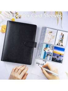 1 pieza Álbum de fotos A5 de KPOP con 25 páginas, 4 bolsillos por página y 200 espacios para tarjetas, con cubierta de piel sintética para organizar tarjetas