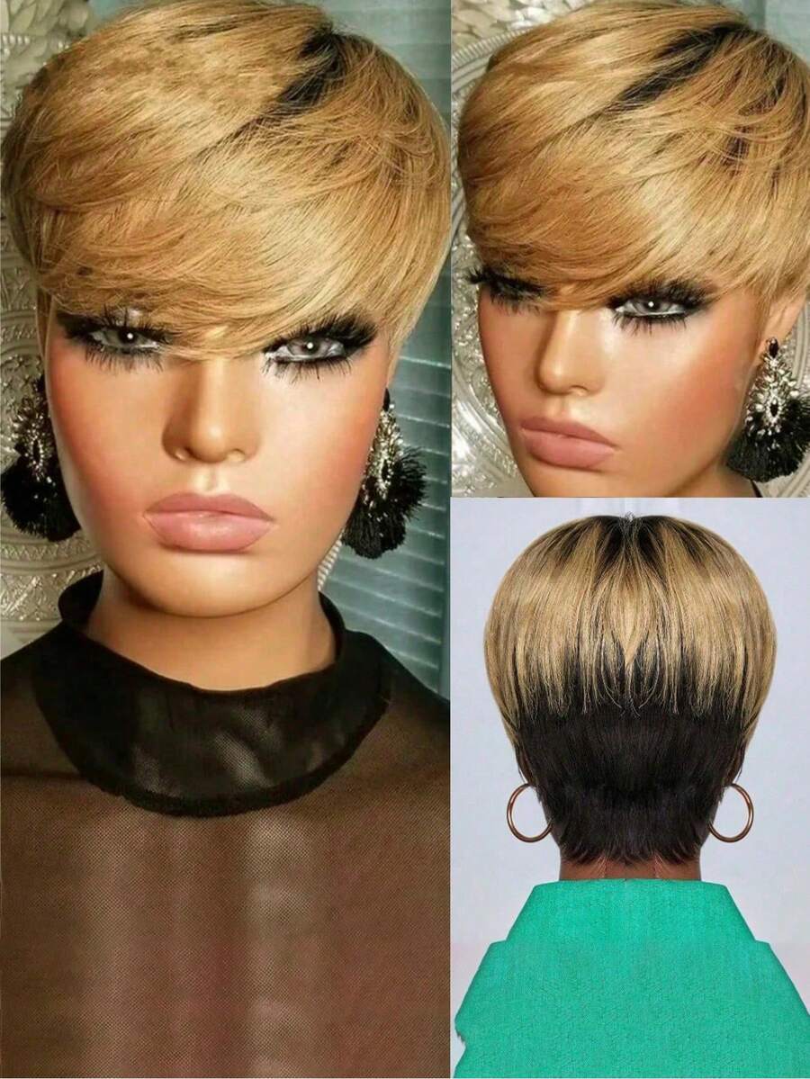 1B27 150% Density 6inch Body Wave Pixie Cut Wig 100% Human Hair - S1/27 - View 1