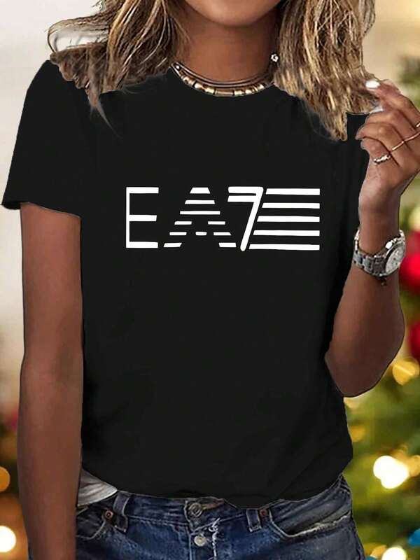 تي شيرتات ولباس علوي نسائية كبيرة الحجم بنقوش مطبوعة، لباس علوي مطبوعة، أنماط مطبوعة بالشعارات، مناسبة لجميع المواسم، مناسبة للعطلات والترفيه والمنزل وجميع المناسبات الأخرى.