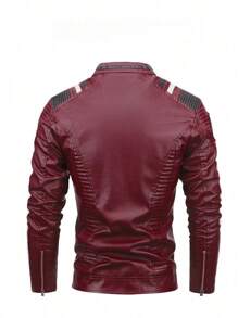 Men's Motorcycle Leather Jacket - Autumn/Winter Style - Comfortable And Fitted Casual Coat - PU Leather Jacket - Men's Leather Jacket - V-Neck Long-Sleeved Cardigan Top