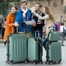 SUNROAD A Stylish Set Of ABS Suitcases With Vertical Stripes, Four-In-One Design With Handles And Universal Wheels. Available In 20in, 24in, 28in Sizes And 12in Carrying Case, Featuring ABS Aluminum Golden Pull Rods In A Fashionable Rose Gold Color Scheme - 綠松石 - 查看 8