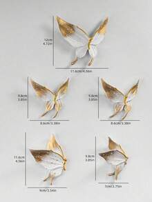 5pcs Platinum Butterfly Wall Decor, Home Decoration, Room Decor, Birthday & Graduation Gift - Multicolor - View 7