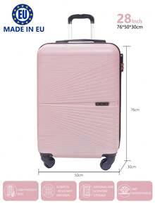 歐洲製造，行李箱學校宿舍必備品大學宿舍必備品學校行李箱旅行箱行李箱耐度假必備手提行李箱旅行箱、輪式行李箱套裝、登機箱，托運箱，四輪行李箱、硬殼拉桿箱、ABS 材質， - 淺粉色 - 查看 10