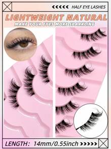 9 对半睫毛，透明带，自然猫眼睫毛尾，细长睫毛，蓬松纤细柔软仿貂毛睫毛，自然妆容，适合日常妆容，美妆博主化妆条，睫毛，睫毛，假睫毛 - 眼尾拉長款 - 查看 5