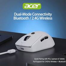 Acer 滑鼠OMR227 三台設備秒速切換（藍牙+2.4G） Type-C快充+持久續航 靜音按鍵耐磨材質 極簡輕薄 行動辦公室搭檔 多設備無線充電滑鼠 白色 - 白色 - 查看 2