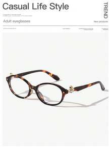 2 PCS Women's Acrylic Metal Hinge Light Glasses Oval Frame Lightweight Temple Decorations Flat Glasses For Y2k Accessories And Daily Clothing Decor - 彩色 - 查看 3