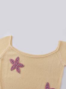 Beach Knitted Mini Dress For Women Y2k Off The Shoulder Long Sleeve Starfish Sequin Bodycon Dress Going Out Sheer Dresses Summer Beach Vacation Bikini Coverups Clothes - Màu vàng - Xem 6