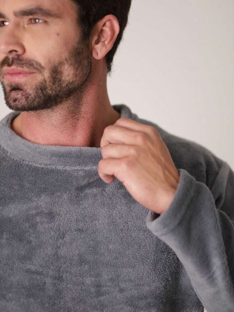 Men's Pajamas Fleece Vb Online Winter Peludinho - Xám - Xem 5