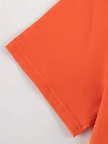 Spring Tops Fashion Letter Print Women's Round Neck Pure Cotton T-Shirt Simple Design, Comfortable And Breathable, Suitable For Daily Casual Wear, Versatile, Shows Natural And Elegant Style, Summer Party Essential, Local Delivery Loose And Comfortable Summer - 桔紅色 - 查看 4