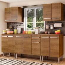 Cocina Integral Completa Modular Madesa 233cm Emilly King 01 Marron - Marrón - Ver 1