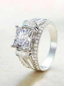 1 PC Fashion Cubic Zirconia Ring For Women For Wedding Engagement Party Jewelry Valentine's Day Gift