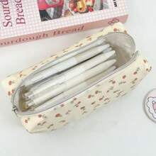 Estuche para lápices con estampado floral diminuto, bolsa organizadora de escritorio, bolsa cosmética de estilo pastoril para estudiantes