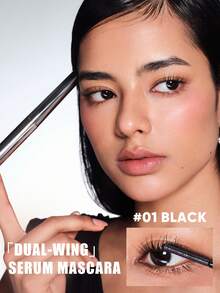 JUDYDOLL [Dual-Wing] Serum Mascara, Volumizing, Lengthening, Curling, Waterproof, Smudge-Proof, Quick-Drying Mascara For Beginners, Parties, Music Festivals, Dates - 01 Đen - Xem 4