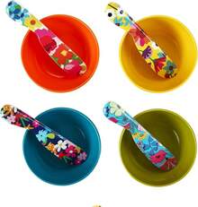 French Bull Cuchillos esparcidores, juego de esparcidor de melamina, esparcidores de aperitivos, floral, juego de 4, Floral, 15.24, 1 - floral (floral de jardín) - Ver 5