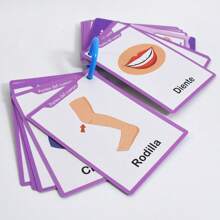 Lachilly Tarjetas didácticas para aprender vocabulario en español, tarjetas de aprendizaje de vocabulario para niños, palabras de alimentos, animales, partes del Body, frutas, verduras, tarjetas cognitivas educativas para preescolar y jardín de infantes, herramientas de aprendizaje de idiomas, recursos y materiales de aprendizaje para el hogar y el aula