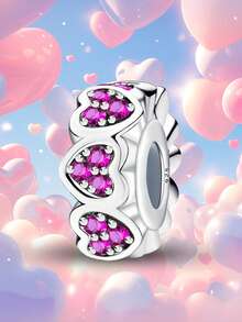 1pc Fashion Heart Rhinestone Spacer Pendant Bead, Suitable For Women Bracelet, Bangle DIY Jewelry Making And Daily Wear Jewelry Decoration, Suitable For Girls - Love Scattered Diamonds - View 9