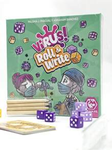 1set,Virus! Roll & Write Card Game - Strategic Dice-Rolling & Writing Challenge For Teens & Adults, Quick 15-20 Minute Pandemic-Themed Board Game With Dice Rolling & Strategic Thinking, Family-Friendly Game - Multicolor - View 1