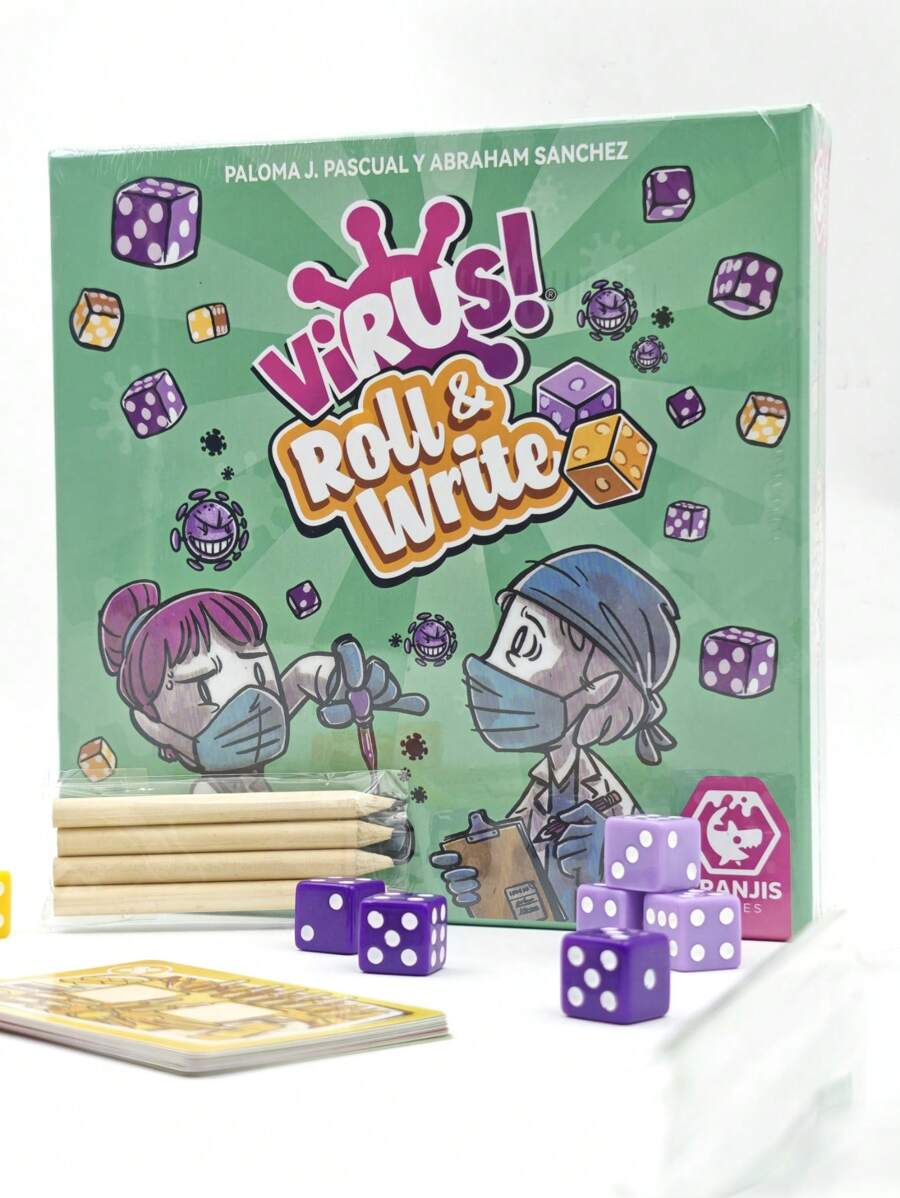 1set,Virus! Roll & Write Card Game - Strategic Dice-Rolling & Writing Challenge For Teens & Adults, Quick 15-20 Minute Pandemic-Themed Board Game With Dice Rolling & Strategic Thinking, Family-Friendly Game - Multicolor - View 1