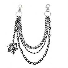 Halloween Punk Multilayer Pants Chain Belt Metal Stars Cross Spider Web - Graphite Triple-layer Spider Web Zipper - View 4