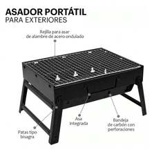 CARDIO BEAT Parrilla portátil fácil armar llevar camping asado equipo para cocina al aire libre ligera y compacta materiales resistentes fácil montaje limpieza sencilla ideal para excursiones - Negro - Ver 5