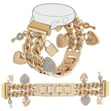 1 件优雅金属表带，带吊坠，兼容三星 Galaxy Watch 7/6/5/4/Active2 Classic（40/44 毫米）、Watch 5 Pro（45 毫米）、Watch 4 Classic（42/46 毫米）、Watch 3（41 毫米）、Watch Active（40 毫米）、Watch 42 毫米链式表带，适合所有 20 毫米宽的智能手表带，配有可调节金属扣（仅限表带） - 彩色 - 查看 30