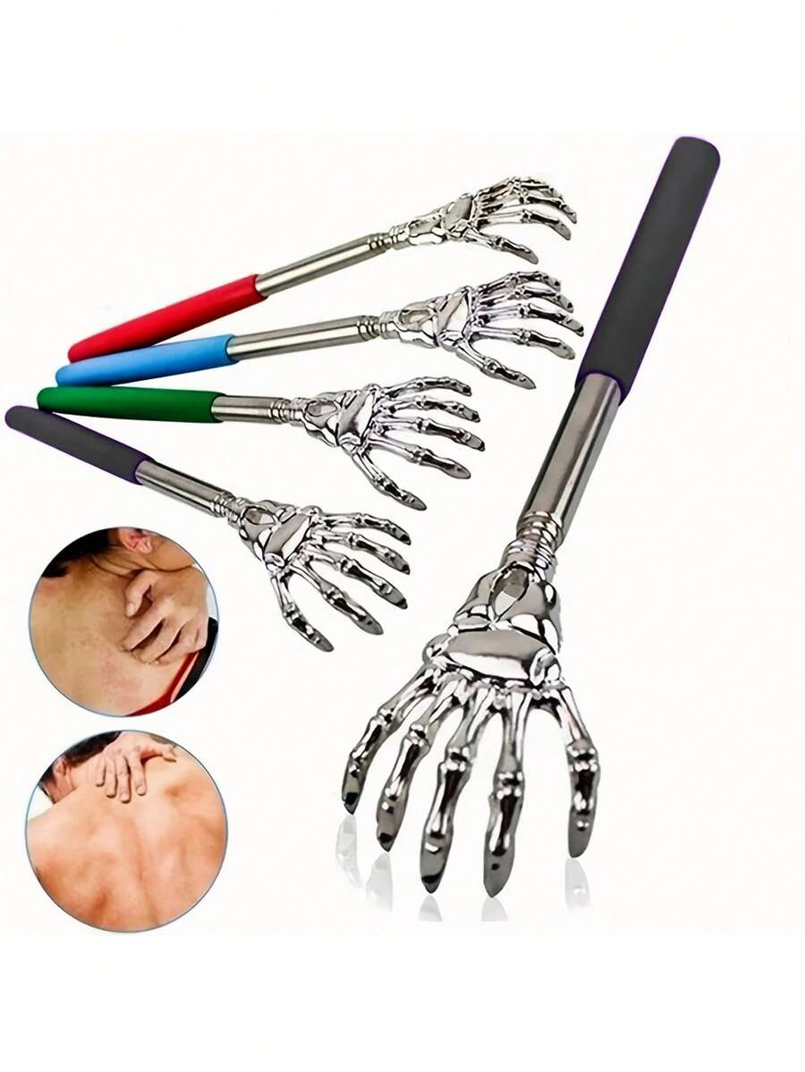 6/3/2/1pc Extendable Back Scratcher Portable Telescoping Metal Stainless Steel Back Scratchers Hand Massager - Multicolor - View 1