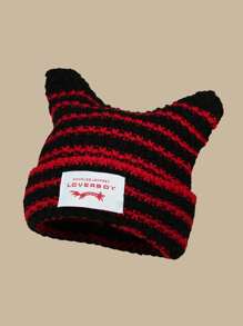 1pc Unisex Rabbit Ear Knitted Hat, Outdoor Street Beanie, Acrylic Yarn Hat For Party