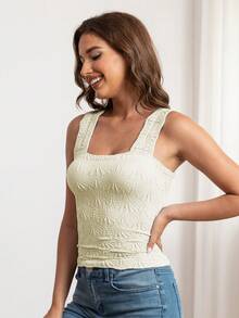 Stylish Ribbed Tank Top For Women - Sleeveless Crew Neck, Stretchy & Comfortable Solid Color Shirt For Casual Attire, Summer Tank Tops - White - View 4