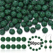 50/100pcs 10mm Handmade Ice Series Crystal Clay Beads - Baseball Sparkle Shamballa Disco Ball Design, Light Blue Fancy Sparkle, For DIY Jewelry Making, Necklace, Christmas Decoration, Crystal Beads, Necklace Bead Accessories, Shiny Bead Design, Handmade Beads